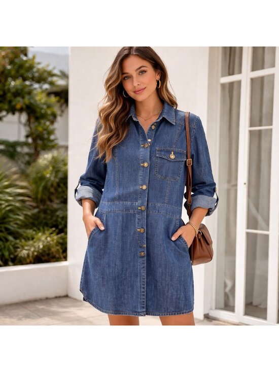 Tommy Hilfiger Dresses & Skirts - Tommy Hilfiger Denim Shirt Dress Button Front Lyocell Size 8 (NWOT)